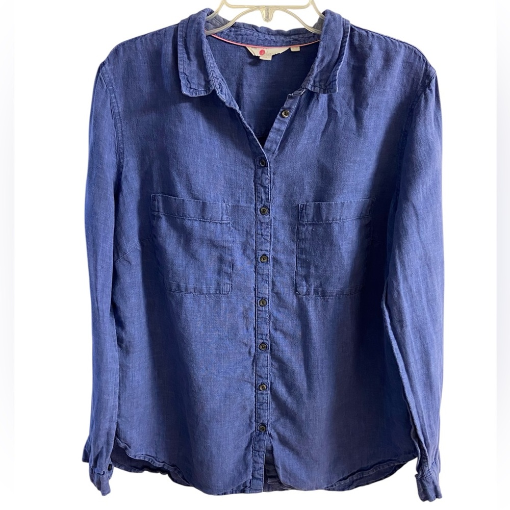 Boden Blue Button-Down Linen Shirt